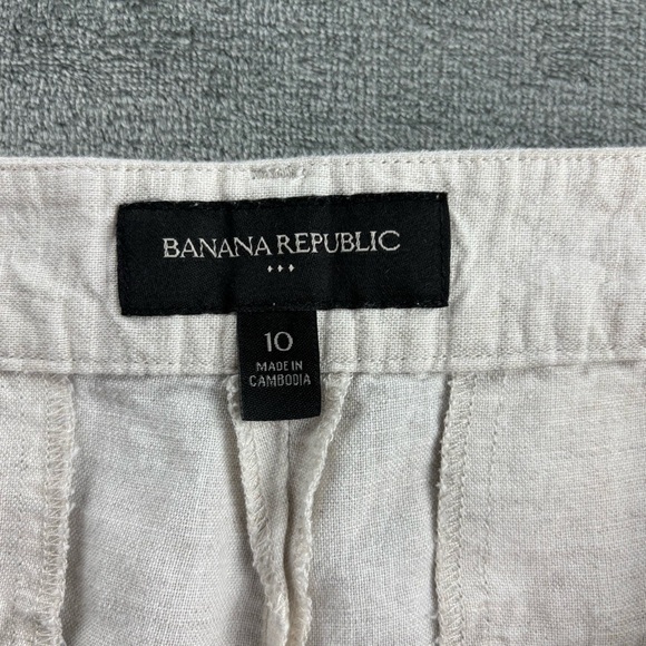 Banana Republic Shorts Women’s 10 Linen Blend Neutral Minimalist Coastal Cream - Picture 2 of 10